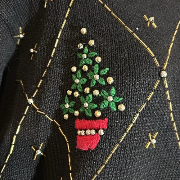 Vintage 1990s Ship 'n Shore "Ugly" Christmas Sweater Studded Decorations Large - Picture 7 of 16